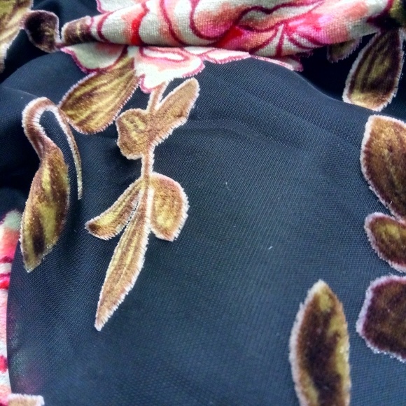 Velvet Floral Black Flapper Style Dress - Picture 3 of 3